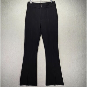 Anthropologie Maeve Pants Womens 4 Black Seamed Front Split Hem Flare Trouser